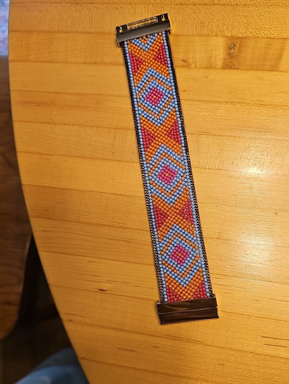 Boutique New Beaded Southwestern Wide Cuff Magnetic Bracelet 8"